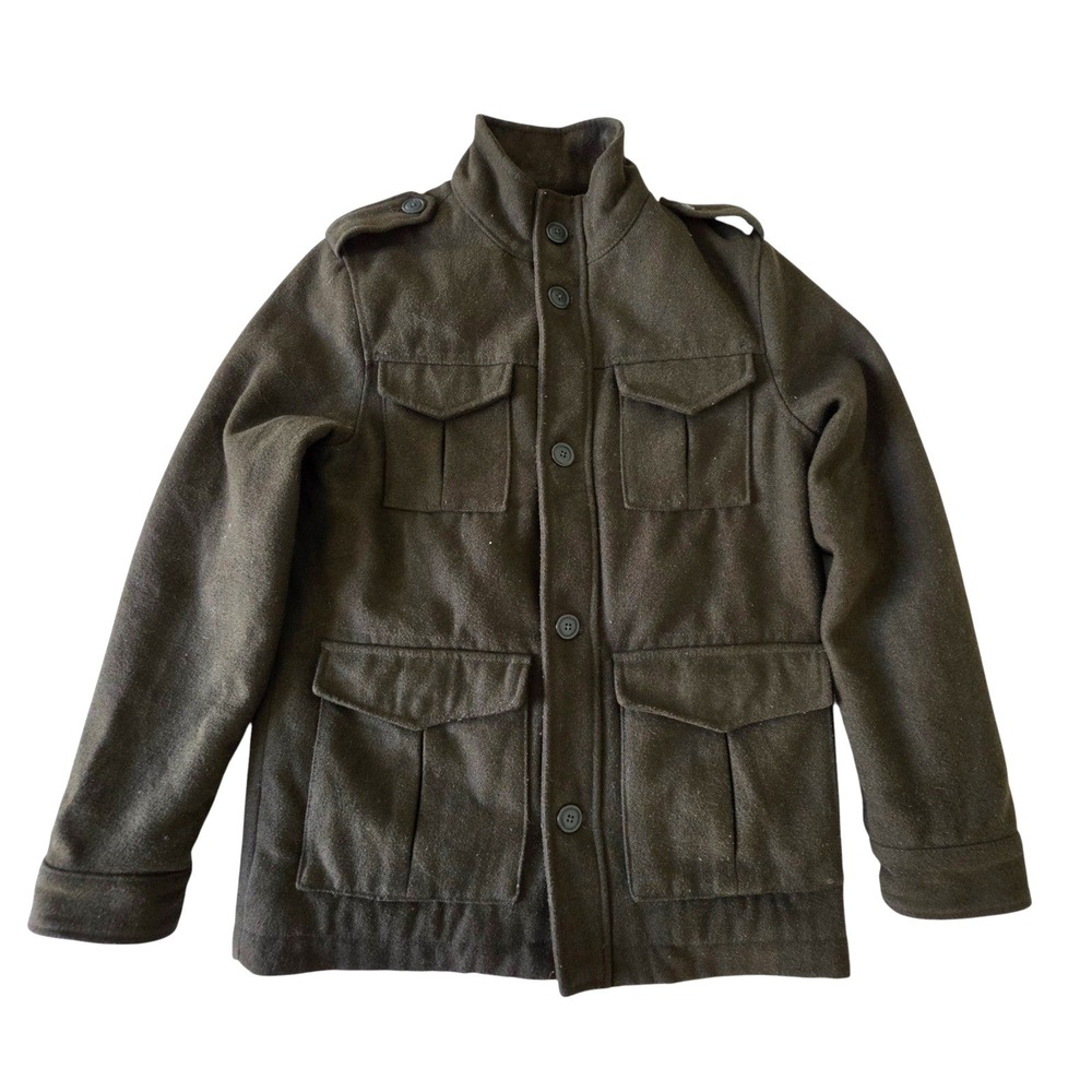 Old Navy Mens Field Jacket Olive Green Wool Blend Utility Coat Small